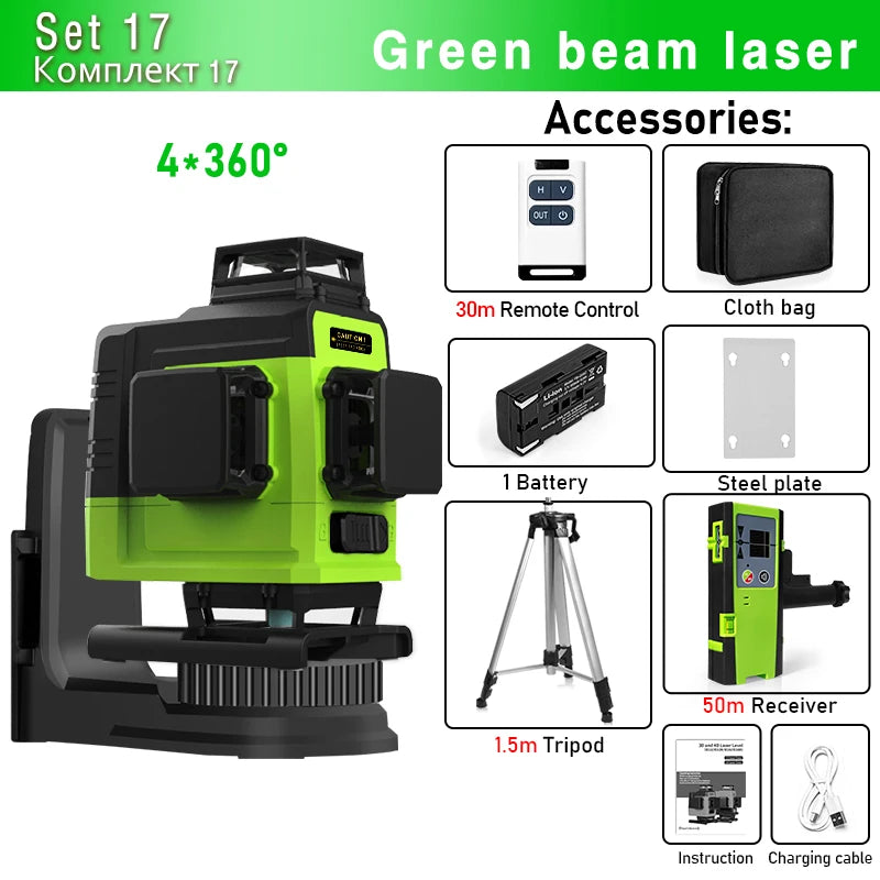 Remote Control 4D 16 lines Laser Level
