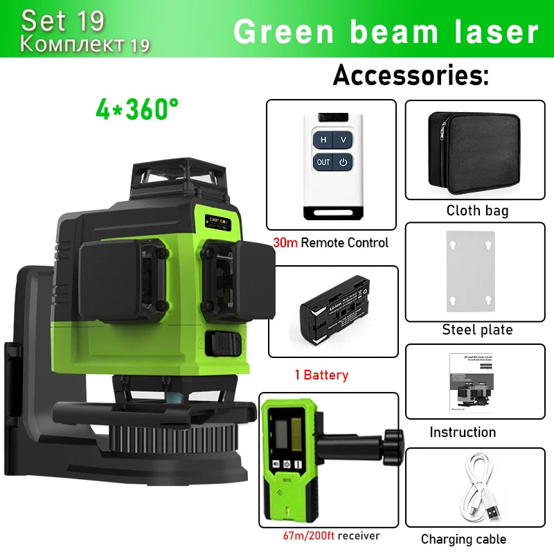 Remote Control 4D 16 lines Laser Level