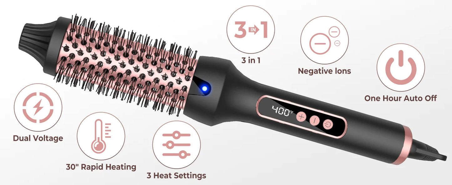 3 in 1 Curling Iron Hair Brush