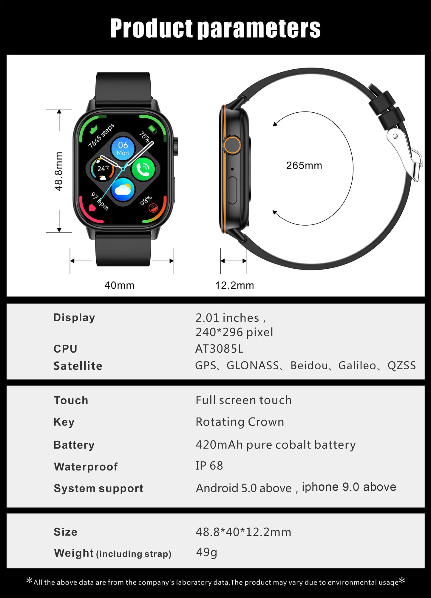 Android IOS GPS Smart Watch
