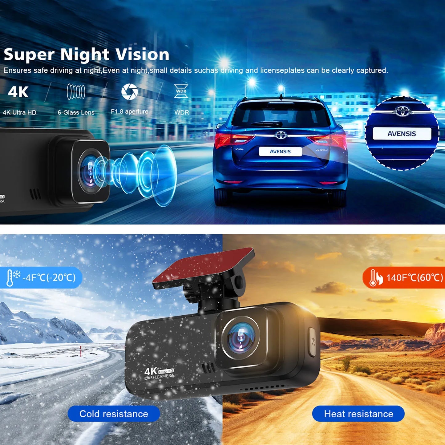 Dual Lens Car 4K Dash Cam