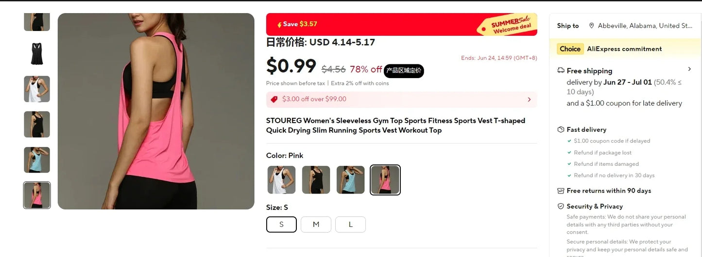 Women's Sleeveless Yoga Tank Top